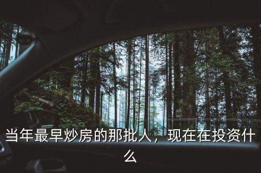 當(dāng)年最早炒房的那批人，現(xiàn)在在投資什么