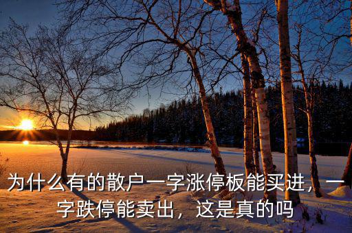 為什么有的散戶一字漲停板能買進，一字跌停能賣出，這是真的嗎