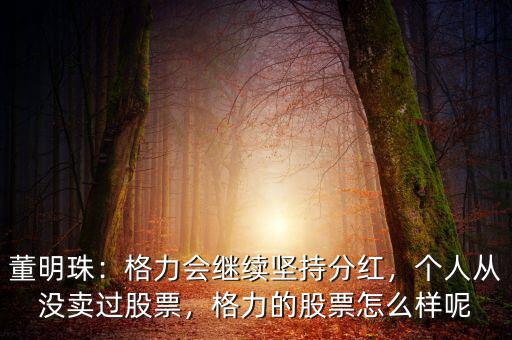 董明珠：格力會繼續(xù)堅持分紅，個人從沒賣過股票，格力的股票怎么樣呢