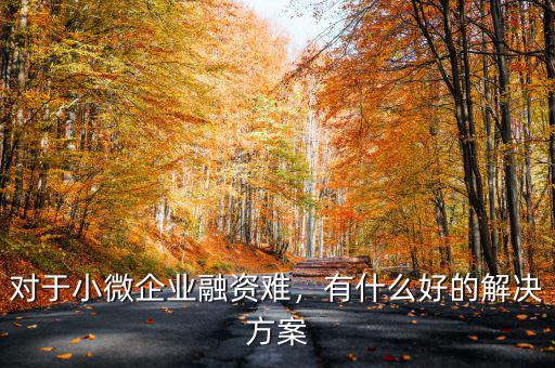 對于小微企業(yè)融資難，有什么好的解決方案