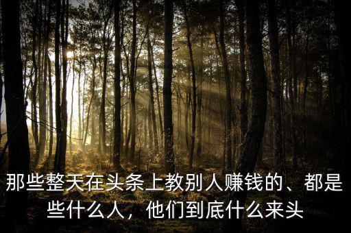 那些整天在頭條上教別人賺錢的、都是些什么人，他們到底什么來頭