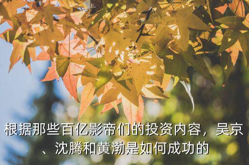 根據(jù)那些百億影帝們的投資內(nèi)容，吳京、沈騰和黃渤是如何成功的