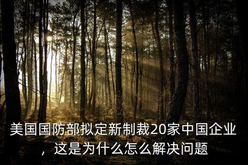 美國國防部擬定新制裁20家中國企業(yè)，這是為什么怎么解決問題