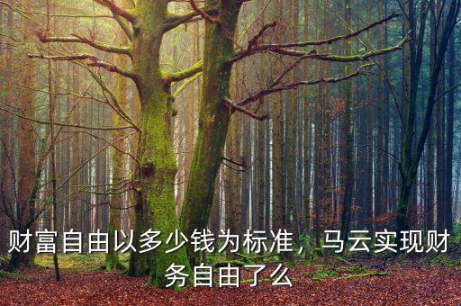 財(cái)富自由以多少錢為標(biāo)準(zhǔn)，馬云實(shí)現(xiàn)財(cái)務(wù)自由了么