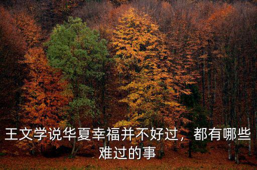 王文學(xué)說華夏幸福并不好過，都有哪些難過的事