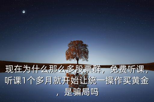 現(xiàn)在為什么那么多股票群，免費(fèi)聽(tīng)課，聽(tīng)課1個(gè)多月就開(kāi)始讓統(tǒng)一操作買(mǎi)黃金，是騙局嗎
