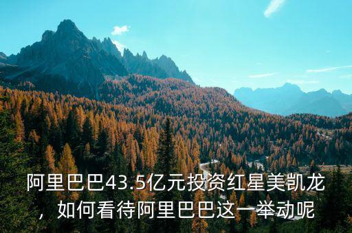阿里巴巴43.5億元投資紅星美凱龍，如何看待阿里巴巴這一舉動呢