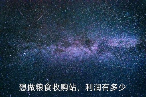 想做糧食收購站，利潤有多少