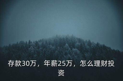 存款30萬，年薪25萬，怎么理財(cái)投資