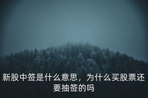 新股中簽是什么意思，為什么買股票還要抽簽的嗎