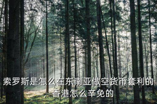 索羅斯是怎么在東南亞做空貨幣套利的，香港怎么辛免的