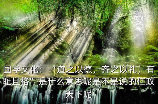 國學(xué)文化：“道之以德，齊之以禮，有恥且格”是什么意思呢是不是說的仁政天下呢