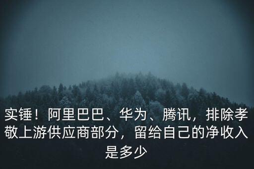 實(shí)錘！阿里巴巴、華為、騰訊，排除孝敬上游供應(yīng)商部分，留給自己的凈收入是多少