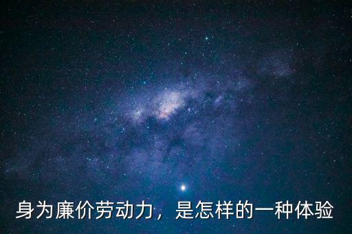 身為廉價勞動力，是怎樣的一種體驗