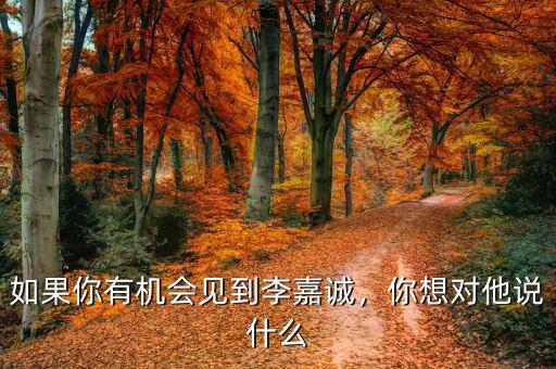 如果你有機(jī)會見到李嘉誠，你想對他說什么