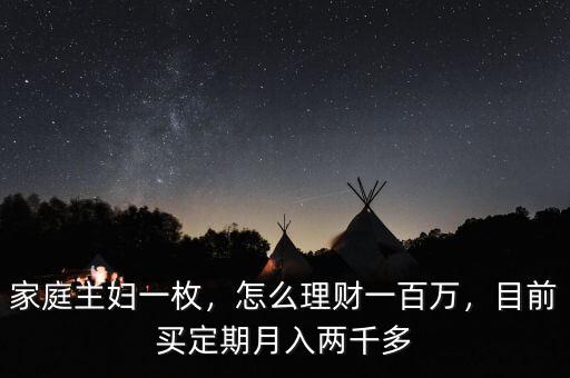 家庭主婦一枚，怎么理財一百萬，目前買定期月入兩千多