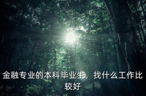 金融專業(yè)的本科畢業(yè)生，找什么工作比較好