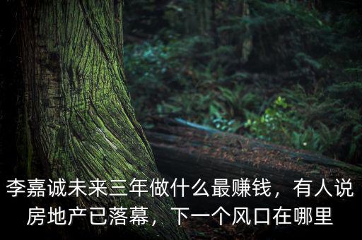 李嘉誠未來三年做什么最賺錢，有人說房地產已落幕，下一個風口在哪里