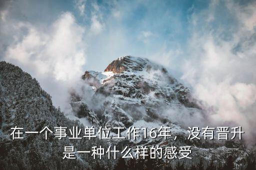 在一個事業(yè)單位工作16年，沒有晉升是一種什么樣的感受