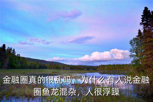 金融圈真的很亂嗎，為什么有人說(shuō)金融圈魚(yú)龍混雜，人很浮躁