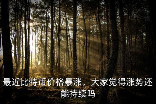 最近比特幣價格暴漲，大家覺得漲勢還能持續(xù)嗎