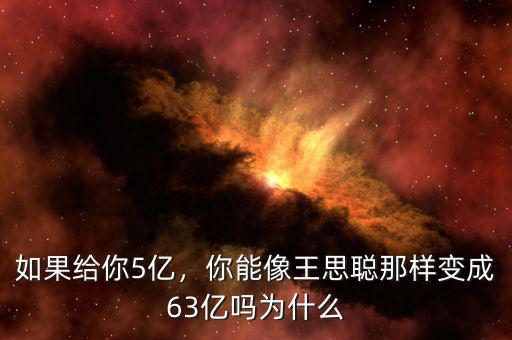 如果給你5億，你能像王思聰那樣變成63億嗎為什么