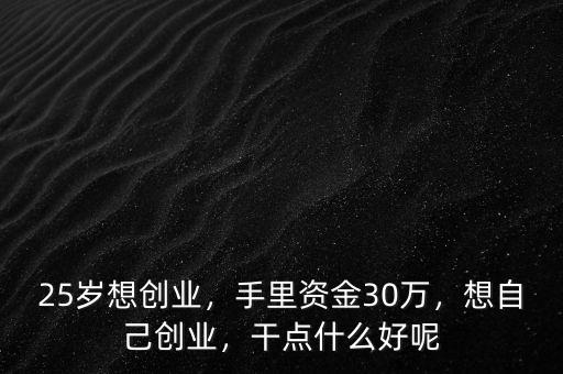 25歲想創(chuàng)業(yè)，手里資金30萬，想自己創(chuàng)業(yè)，干點什么好呢