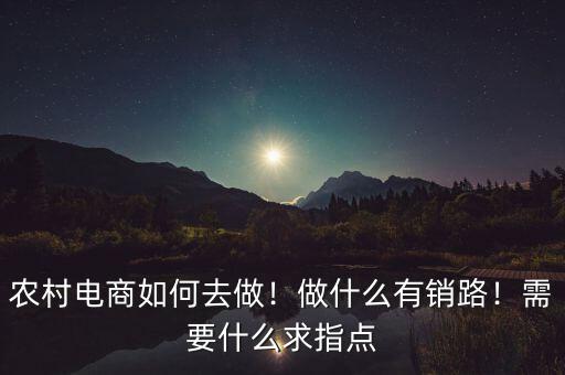 農(nóng)村電商如何去做！做什么有銷路！需要什么求指點(diǎn)