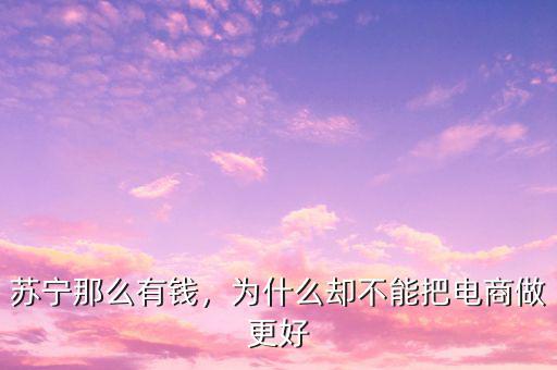 蘇寧那么有錢，為什么卻不能把電商做更好
