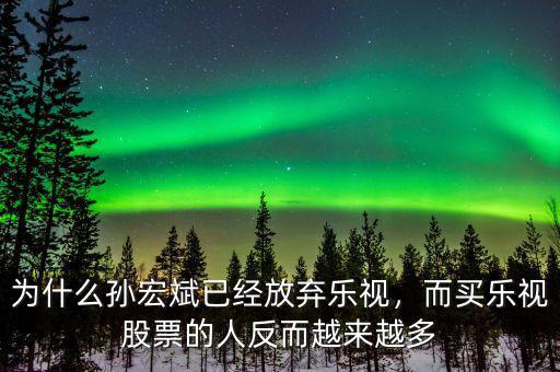 為什么孫宏斌已經(jīng)放棄樂視，而買樂視股票的人反而越來越多