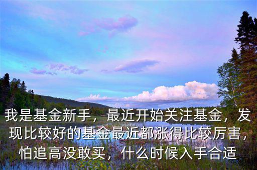 我是基金新手，最近開始關(guān)注基金，發(fā)現(xiàn)比較好的基金最近都漲得比較厲害，怕追高沒敢買，什么時(shí)候入手合適