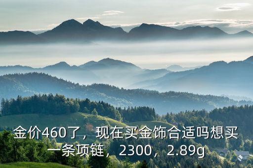 金價460了，現(xiàn)在買金飾合適嗎想買一條項鏈，2300，2.89g