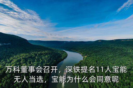 萬(wàn)科董事會(huì)召開(kāi)，深鐵提名11人寶能無(wú)人當(dāng)選，寶能為什么會(huì)同意呢
