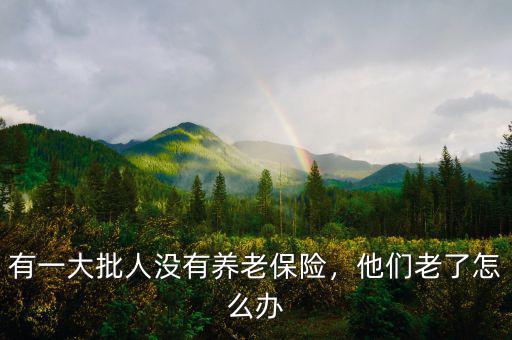 有一大批人沒有養(yǎng)老保險，他們老了怎么辦