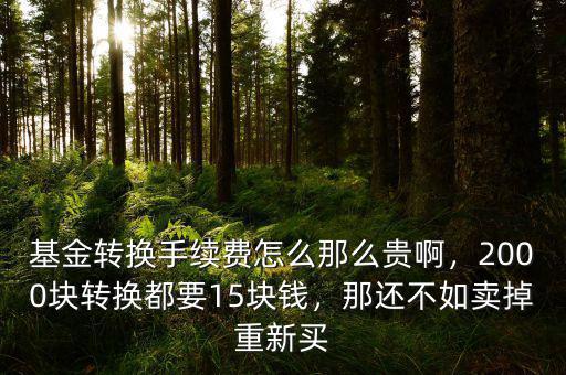 基金轉(zhuǎn)換手續(xù)費(fèi)怎么那么貴啊，2000塊轉(zhuǎn)換都要15塊錢(qián)，那還不如賣(mài)掉重新買(mǎi)