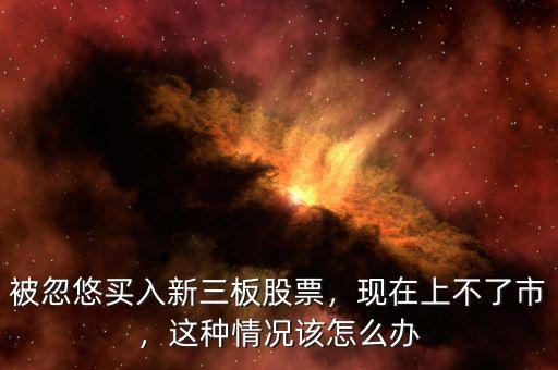被忽悠買(mǎi)入新三板股票，現(xiàn)在上不了市，這種情況該怎么辦