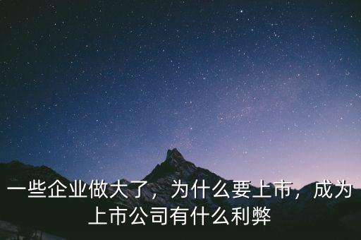 一些企業(yè)做大了，為什么要上市，成為上市公司有什么利弊
