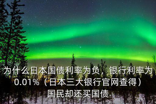 為什么日本國債利率為負，銀行利率為0.01%（日本三大銀行官網(wǎng)查得）國民卻還買國債