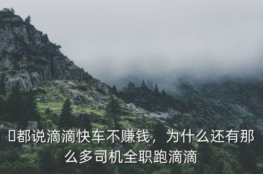 ?都說(shuō)滴滴快車(chē)不賺錢(qián)，為什么還有那么多司機(jī)全職跑滴滴