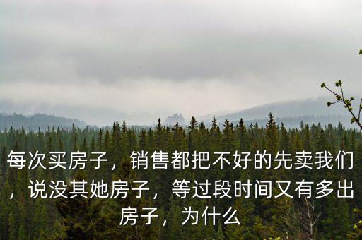 每次買房子，銷售都把不好的先賣我們，說沒其她房子，等過段時間又有多出房子，為什么