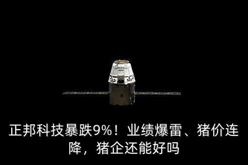 正邦科技暴跌9%！業(yè)績爆雷、豬價連降，豬企還能好嗎