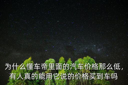 為什么懂車(chē)帝里面的汽車(chē)價(jià)格那么低，有人真的能用它說(shuō)的價(jià)格買(mǎi)到車(chē)嗎