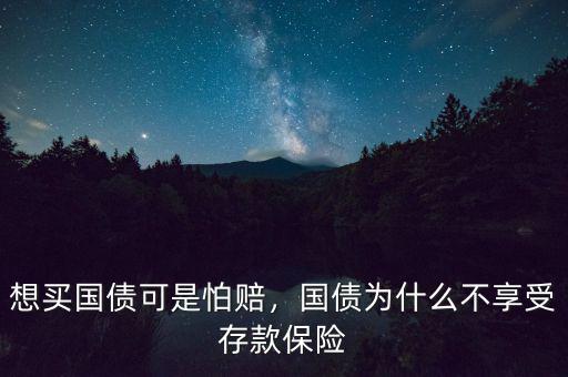 想買國債可是怕賠，國債為什么不享受存款保險