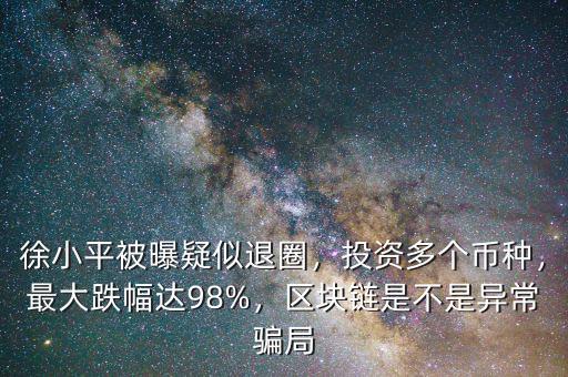 徐小平被曝疑似退圈，投資多個幣種，最大跌幅達(dá)98%，區(qū)塊鏈?zhǔn)遣皇钱惓ｒ_局