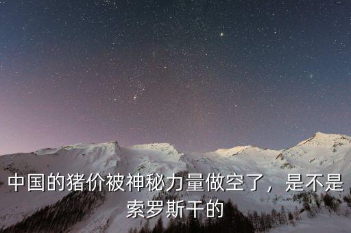 中國(guó)的豬價(jià)被神秘力量做空了，是不是索羅斯干的