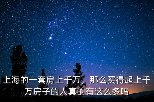 上海的一套房上千萬(wàn)，那么買得起上千萬(wàn)房子的人真的有這么多嗎