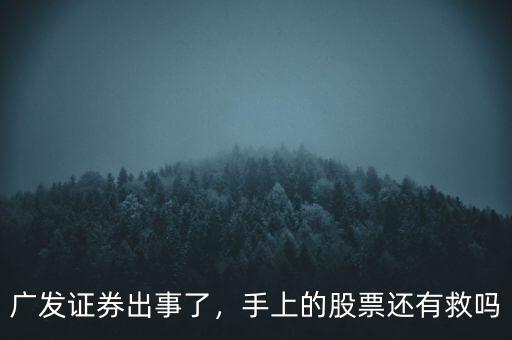 廣發(fā)證券出事了，手上的股票還有救嗎