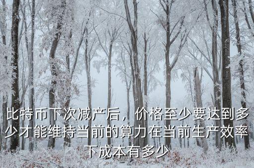 比特幣下次減產(chǎn)后，價格至少要達(dá)到多少才能維持當(dāng)前的算力在當(dāng)前生產(chǎn)效率下成本有多少