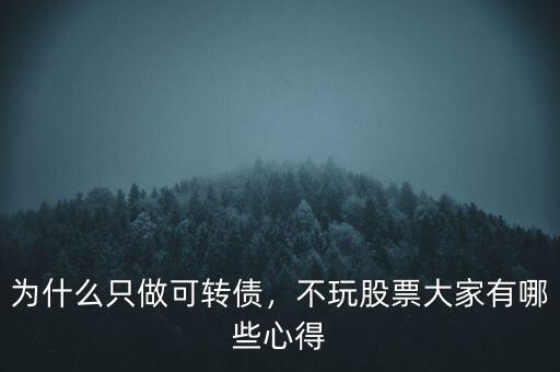 為什么只做可轉債，不玩股票大家有哪些心得