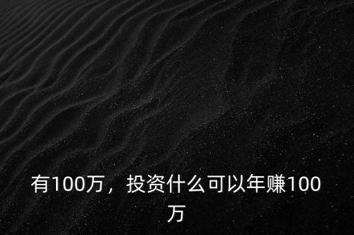 有100萬(wàn)，投資什么可以年賺100萬(wàn)